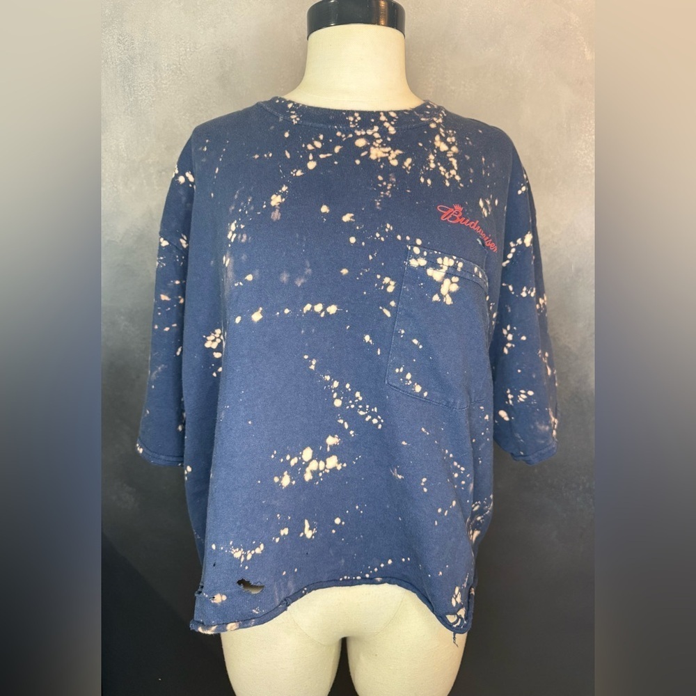 Bleach-Dyed Budweiser Pocket Tee – Port & Company Essential Tee XLT